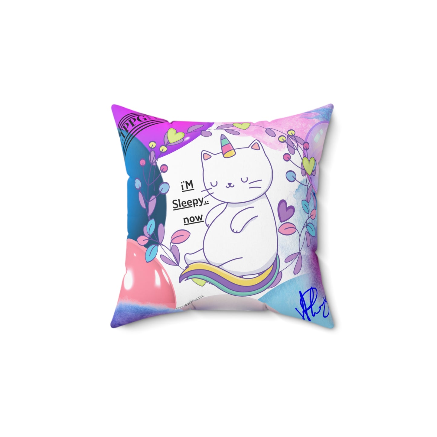 (Children) Spun Polyester ('1 side') Square Pillow (4 sizes-White Bgd) - By: "TPPG KIds Collection"