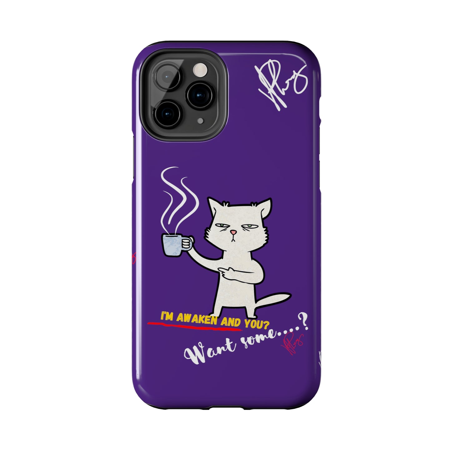 Lovely Bold Purple - Cutie "Coffee Cat" Pet Design Verision from the 'TPPG Collection' Line carries Several sizes of the "iPhone Series" Tough Phone Cases