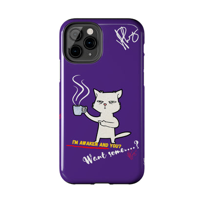 Lovely Bold Purple - Cutie "Coffee Cat" Pet Design Verision from the 'TPPG Collection' Line carries Several sizes of the "iPhone Series" Tough Phone Cases