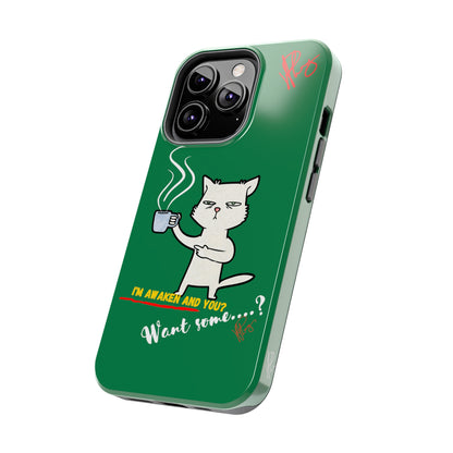 Lovely Forest Green Hue - Cutie "Coffee Cat" Pet Design Verision from the 'TPPG Collection' Line carries Several sizes of the "iPhone Series" Tough Phone Cases