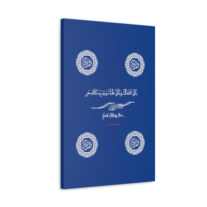 From our "TPPG Brand Arabic Faith Collection" - "Meaning:God Bless You.." Canvas Gallery Wraps in Dk Blue/White