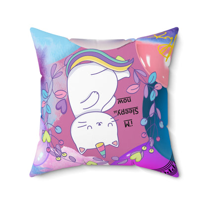 (Toddler/Kid) Spun Polyester Square Pillow (4 sizes-Lt. Pink Bgd) - By: "TPPG KIds Collection"