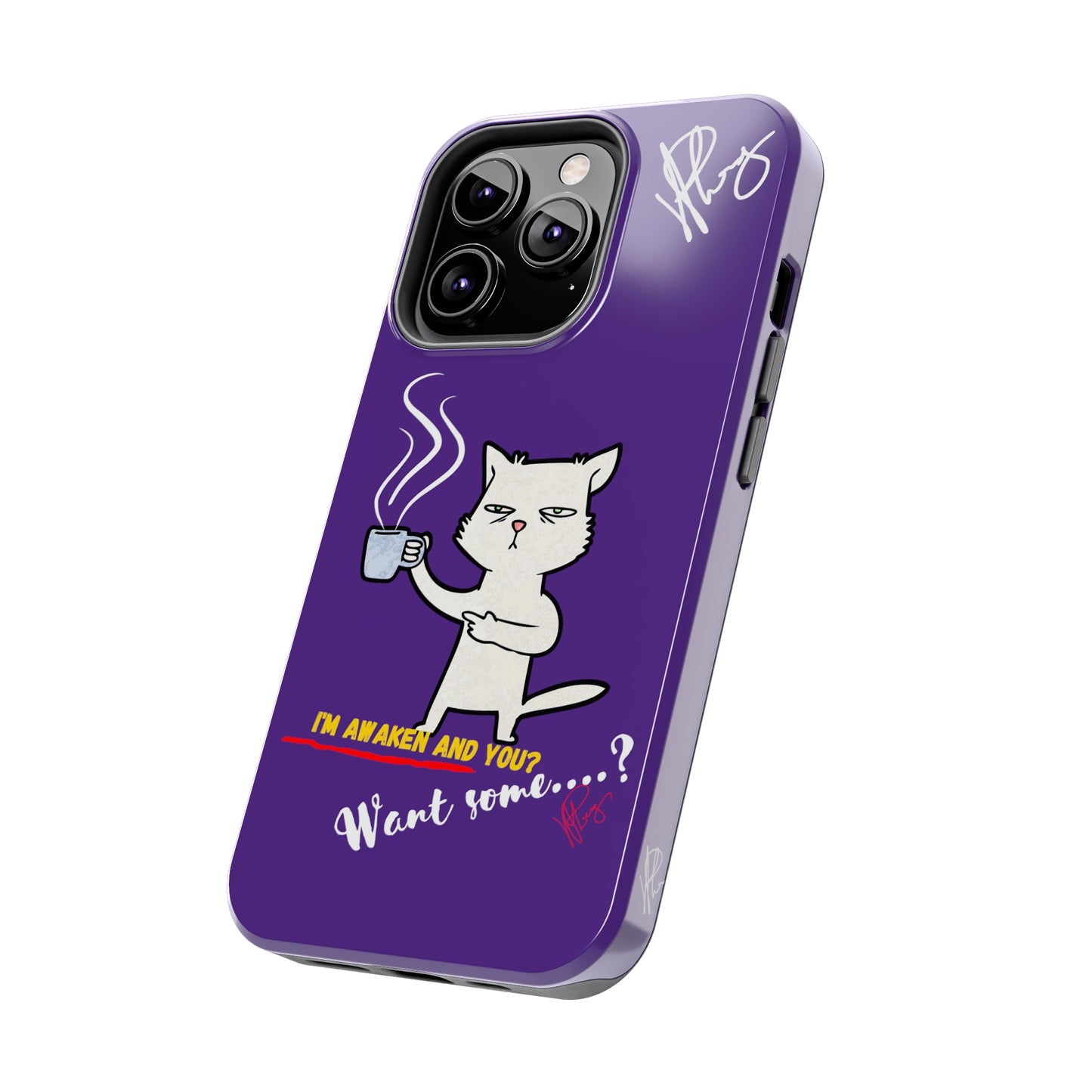 Lovely Bold Purple - Cutie "Coffee Cat" Pet Design Verision from the 'TPPG Collection' Line carries Several sizes of the "iPhone Series" Tough Phone Cases