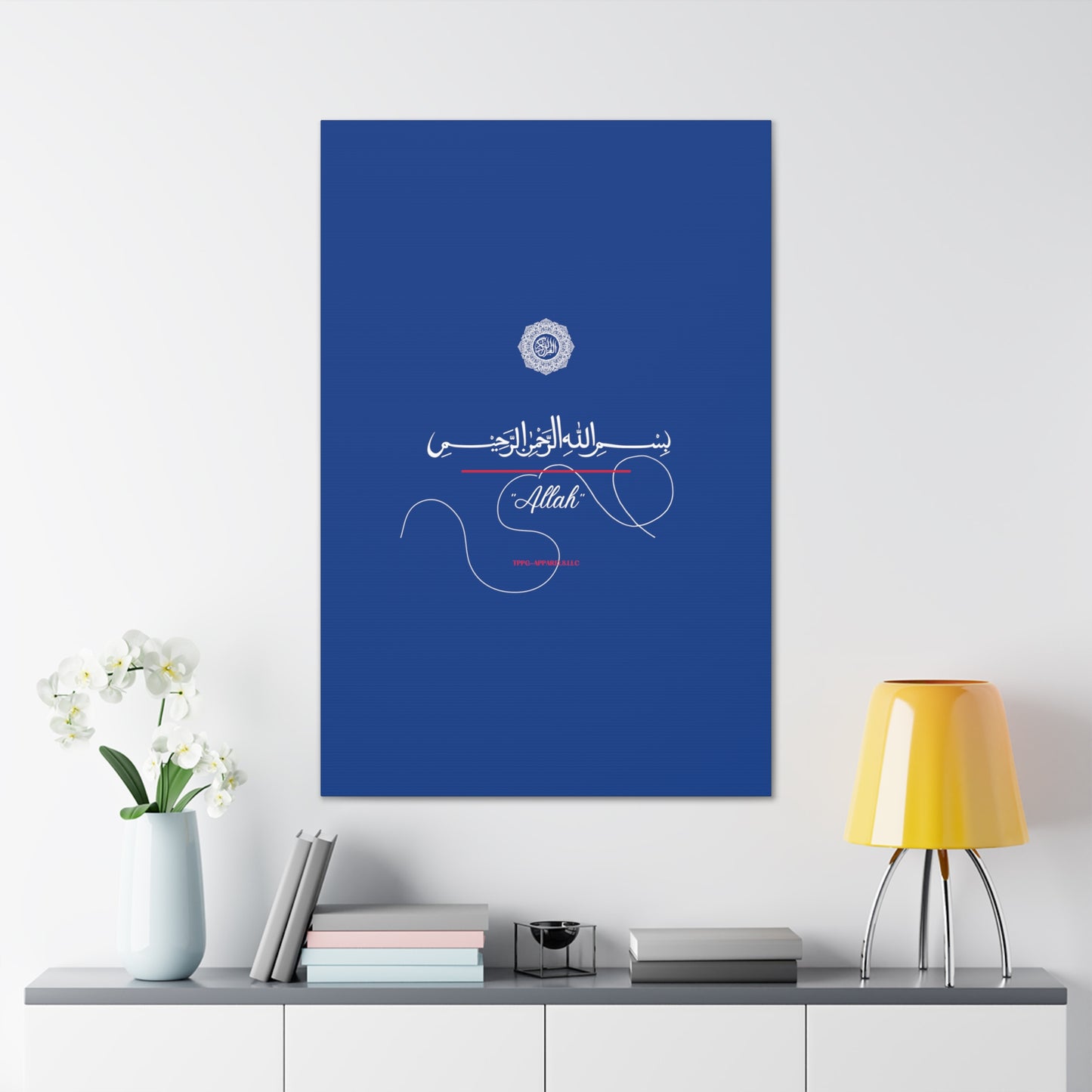 From our "TPPG Brand Arabic Faith Collection" - "Allah.." Canvas Gallery Wraps in Blue/White