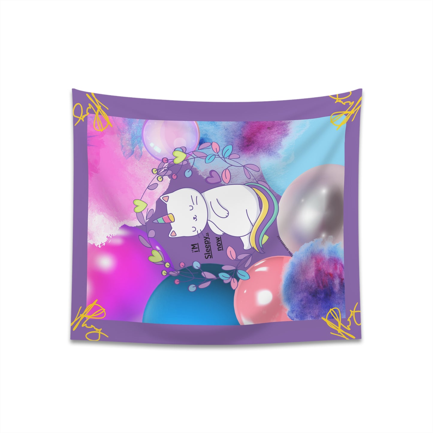 100% Polyester (I'm Sleepy, Now) Printed Wall Tapestry (Lt. Purple Base color) from "TPPG Collections"