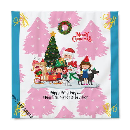 "TPPG Home" Holiday/Christmas Collection - (Turquoise w/Yellow Signature) 3ct sizes 'Duvet Blanket/Cover' (consealed zipper)