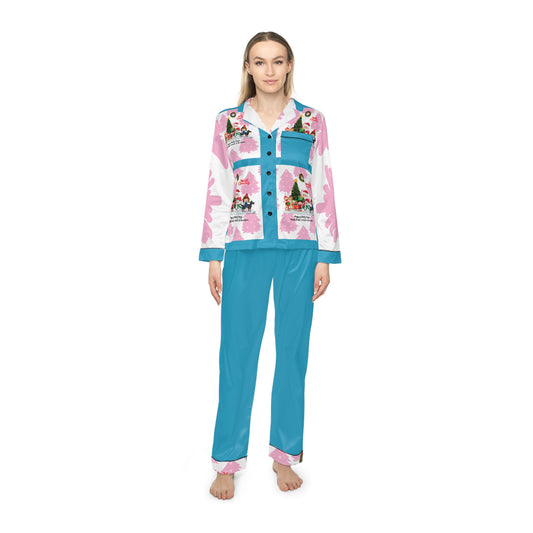 "TPPG-Apparels" Turquoise Base: (UGLY-Holiday) Women's 95% Satin Pajamas