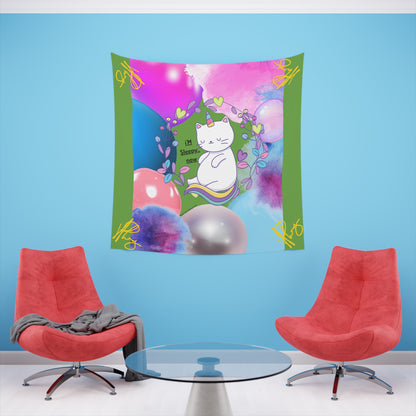 100% Polyester (I'm Sleepy, Now) Printed Wall Tapestry (Forest Green Base color) from "TPPG Collections"