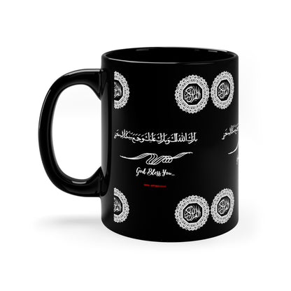 11oz (0.33I) Black Glossy Finish Coffee/Tea Mug w/Arabic "God Bless You' quote - from the 'TPPG-Apparels' Brand Collection