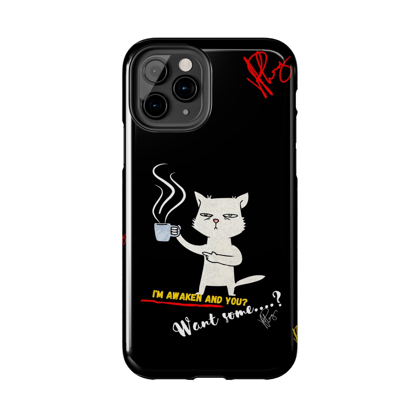 Another Cute "Coffee Cat" Pet Design (in a Simple but Bold Black & White Base Color) Verision from the 'TPPG Collection' Line carries Several sizes of the "iPhone Series" Tough Phone Cases