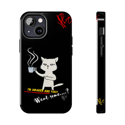 Another Cute "Coffee Cat" Pet Design (in a Simple but Bold Black & White Base Color) Verision from the 'TPPG Collection' Line carries Several sizes of the "iPhone Series" Tough Phone Cases