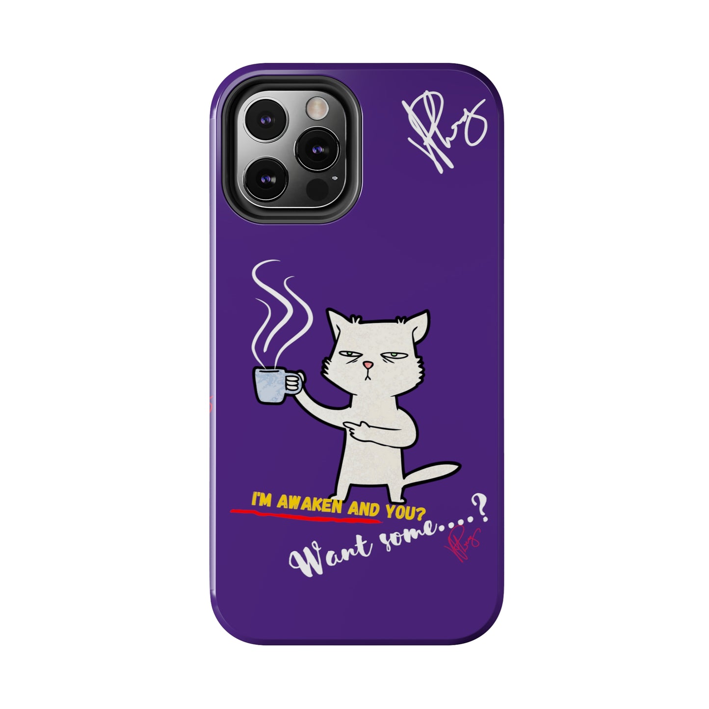 Lovely Bold Purple - Cutie "Coffee Cat" Pet Design Verision from the 'TPPG Collection' Line carries Several sizes of the "iPhone Series" Tough Phone Cases