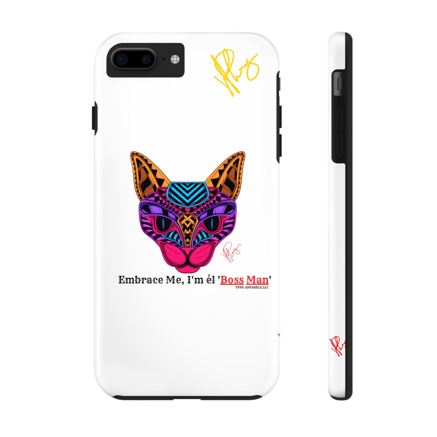 Cat Custom Designs Phone Cases - iPhone/Samsung Galaxy & Google Pixel (Multi-Colored White)