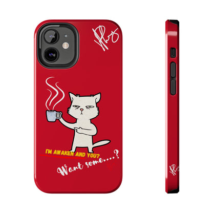 This Lovely Bold Red - Cutie "Coffee Cat" Pet Design Verision from the 'TPPG Collection' Line carries Several sizes of the "iPhone Series" Tough Phone Cases