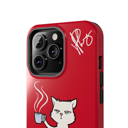 This Lovely Bold Red - Cutie "Coffee Cat" Pet Design Verision from the 'TPPG Collection' Line carries Several sizes of the "iPhone Series" Tough Phone Cases