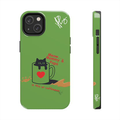 Ok Guys here's another one of our Cutest Coffee Pet Designs (in a Light Green Base Color) Verision from the 'TPPG Collection' Line carries Several sizes of the "iPhone Series" Tough Phone Cases