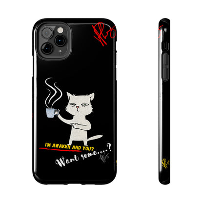 Another Cute "Coffee Cat" Pet Design (in a Simple but Bold Black & White Base Color) Verision from the 'TPPG Collection' Line carries Several sizes of the "iPhone Series" Tough Phone Cases