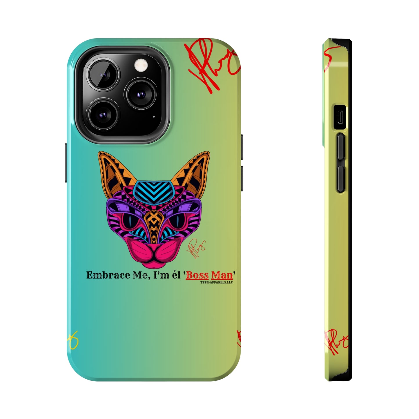 Pets Designed Phone Cases - iPhone/ Samsung Galaxy & GooglePixel ("Embrace Me.."1) (Green/Yellow Hue Color)