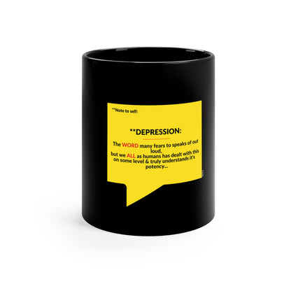 Sleek & Humorous "Yellow Card Collection-Note To Self" from the "TPPG-Apparels Brand" - 11oz Black Glossy Style Mug