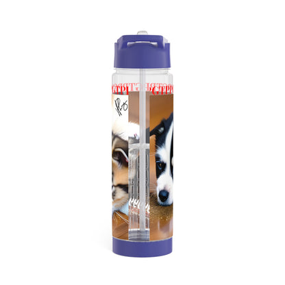 This cute clear 25oz 'We're Sorryyyyyy' Pet Design.. INFUSER Water Bottle by the "TPPG-Apparels Brand" Pet Collection