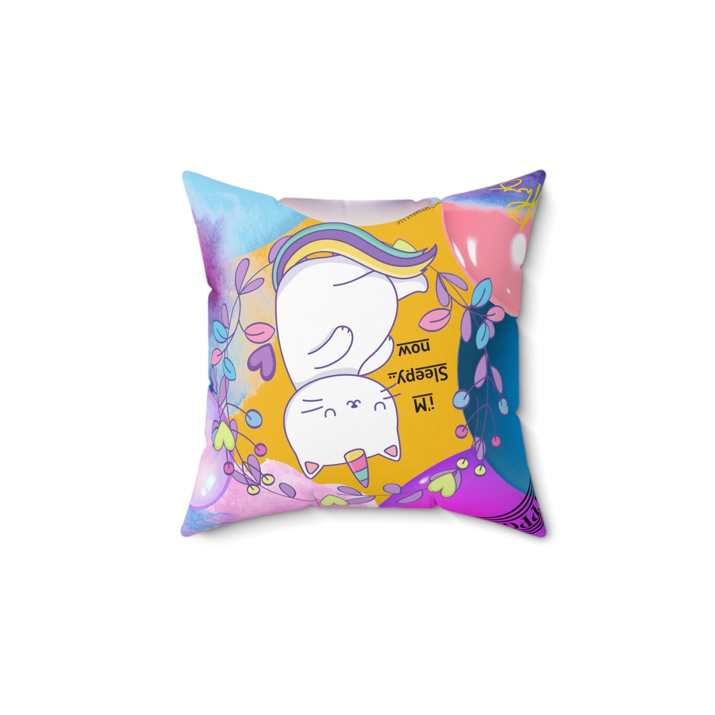 (Toddler/Kid) Spun Polyester Square Pillow (4 sizes-Yellow Bgd) - By: "TPPG KIds Collection"