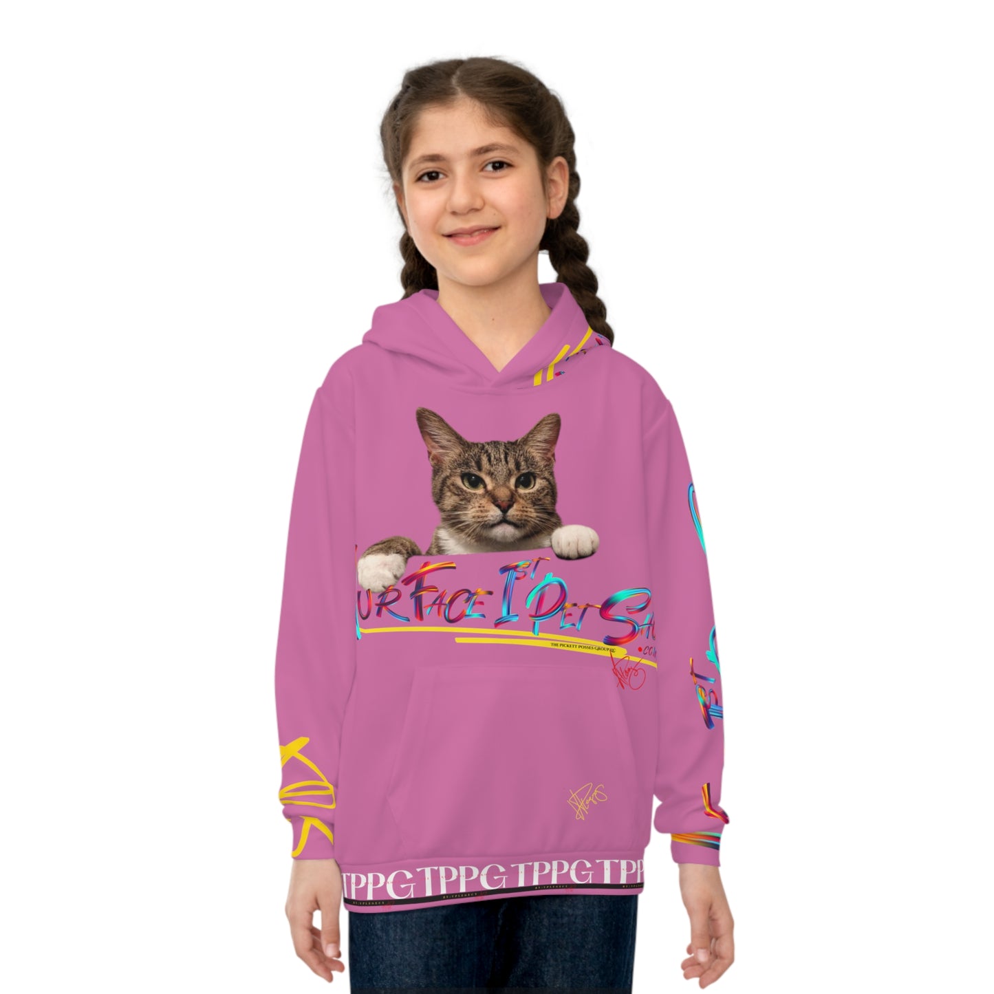 Kids/Children's (Pink) "TPPG Pet" Hoodie/Sweatshirt in 6 sizes