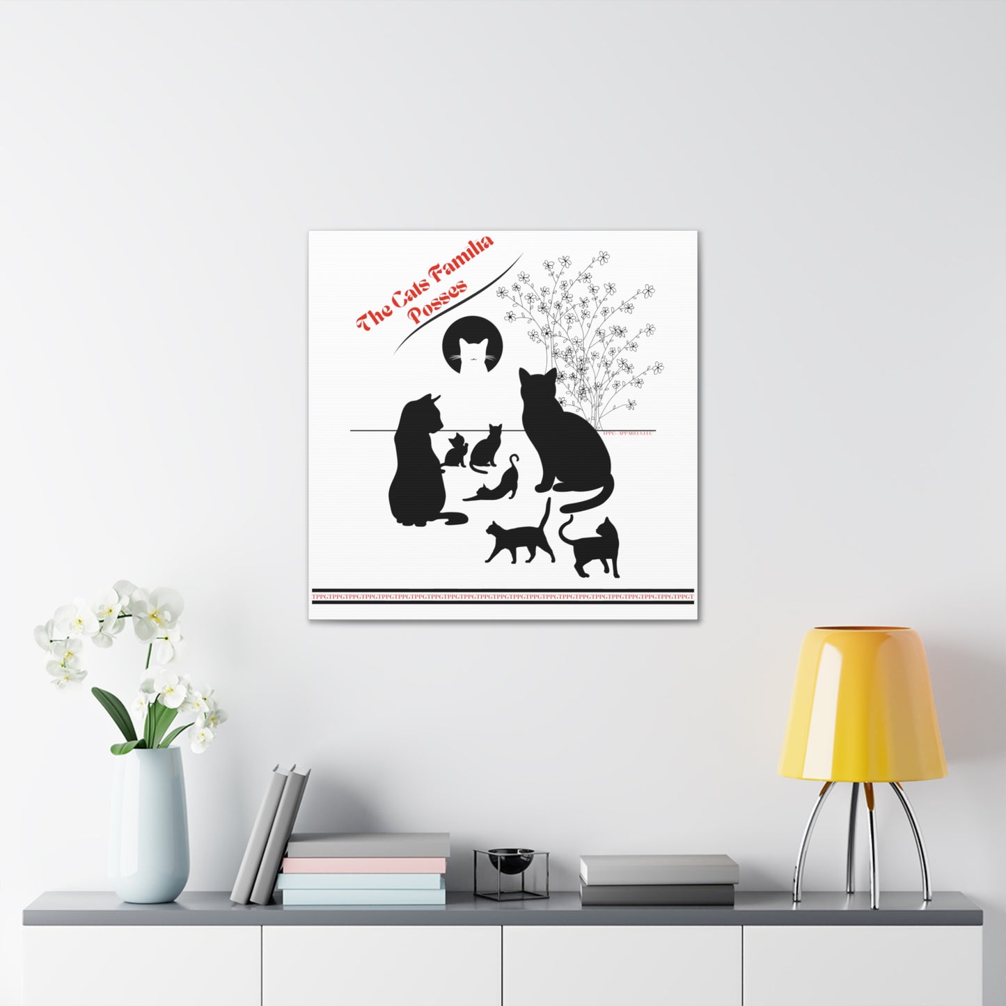 From our "TPPG Brand Pet Collection" - "The Cat Familia Posses.." Canvas Gallery Wraps in White