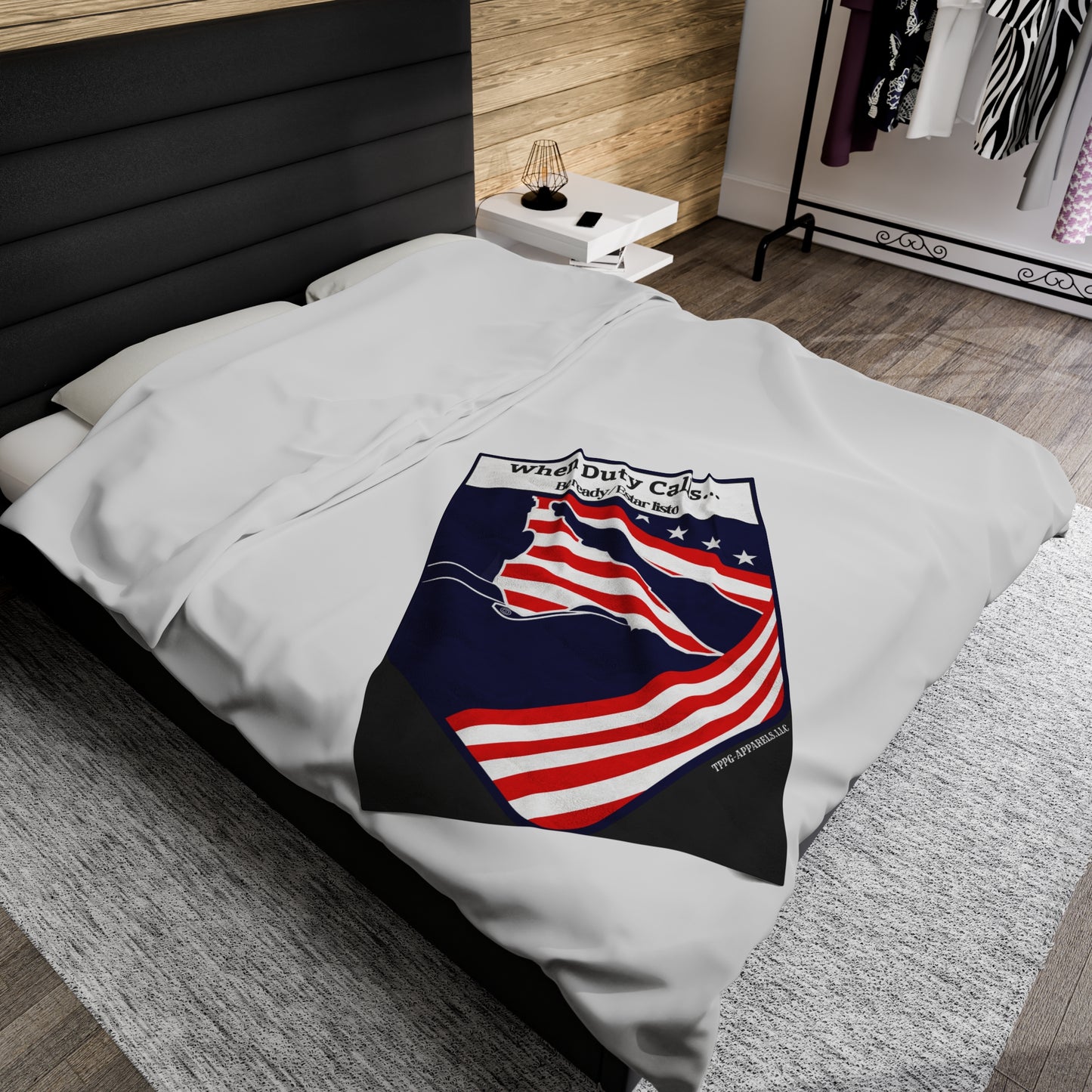 "TPPG-Apparels" Brand Presents a Millitary Style -'When Duty Calls.." Black Velveteen Plush Blanket