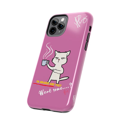 Cutie "Coffee Cat" Pet Design (in a Simple but Kool Tone Pink Base Color) Verision from the 'TPPG Collection' Line carries Several sizes of the "iPhone Series" Tough Phone Cases