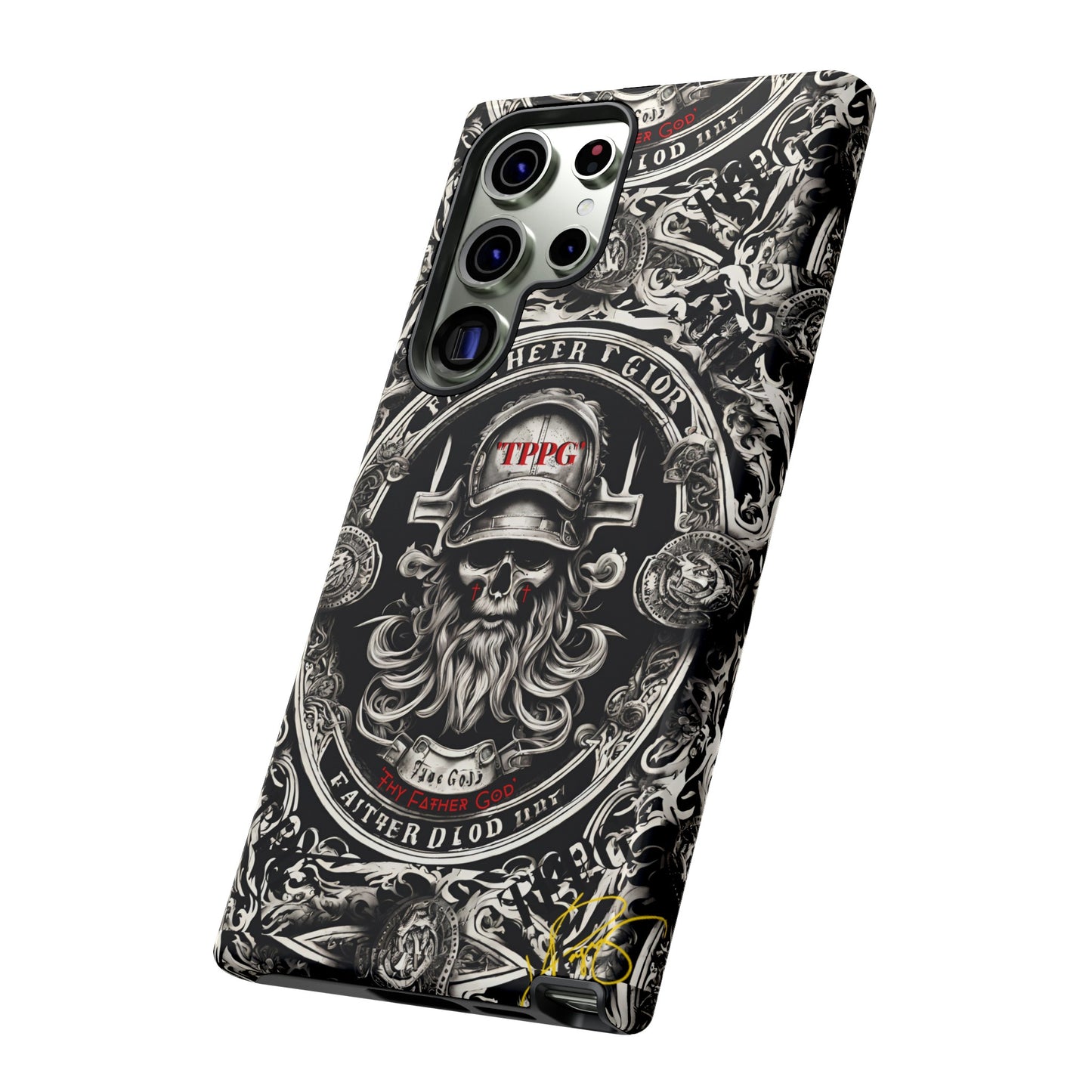 "Father God" iPhone/Google Pixel & Samsung Tough Phone Case (Black/Red & Grey)