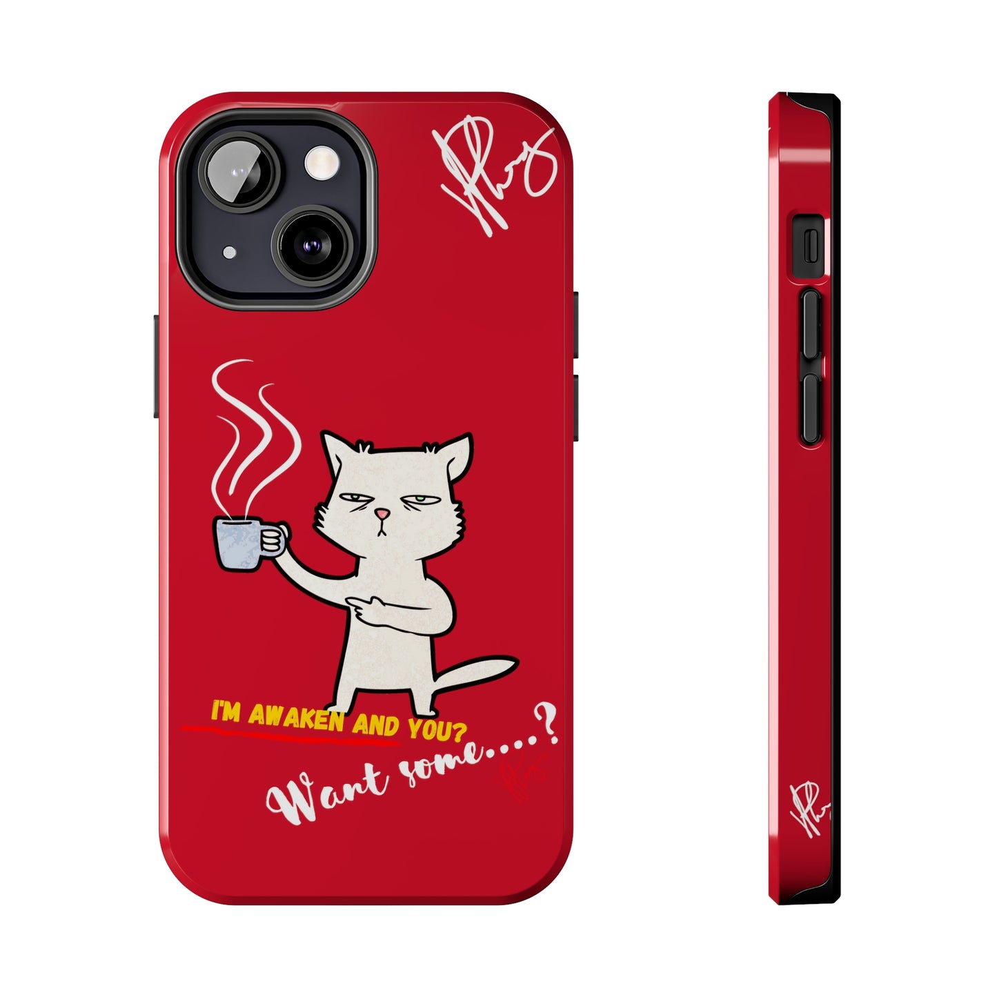 This Lovely Bold Red - Cutie "Coffee Cat" Pet Design Verision from the 'TPPG Collection' Line carries Several sizes of the "iPhone Series" Tough Phone Cases