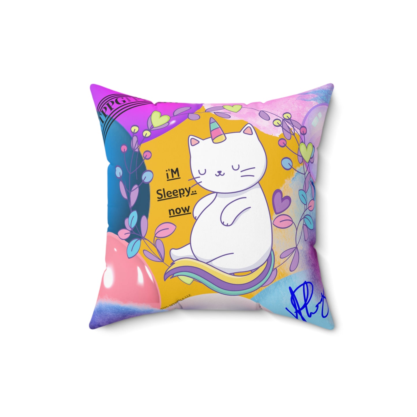 (Children) Spun Polyester ('1 side') Square Pillow (4 sizes-Yellow Bgd) - By: "TPPG KIds Collection"