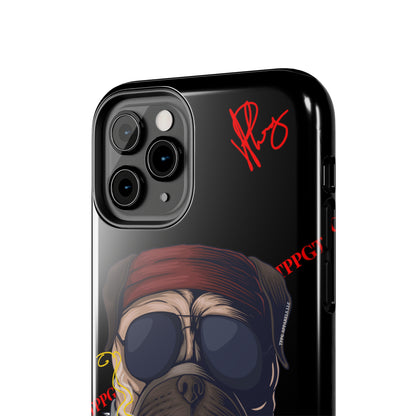 This Tough Design of A "Ruff Rider" with a Black Base Color - Cute Pet Design for Dog Owners Verision from the 'TPPG Collection' Line carries Several sizes of the "iPhone Series" Tough Phone Cases