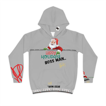 Children's "Santa Holiday-Boss Man" (Lt. Grey) "TPPG Logo" Hoodie in 6 sizes