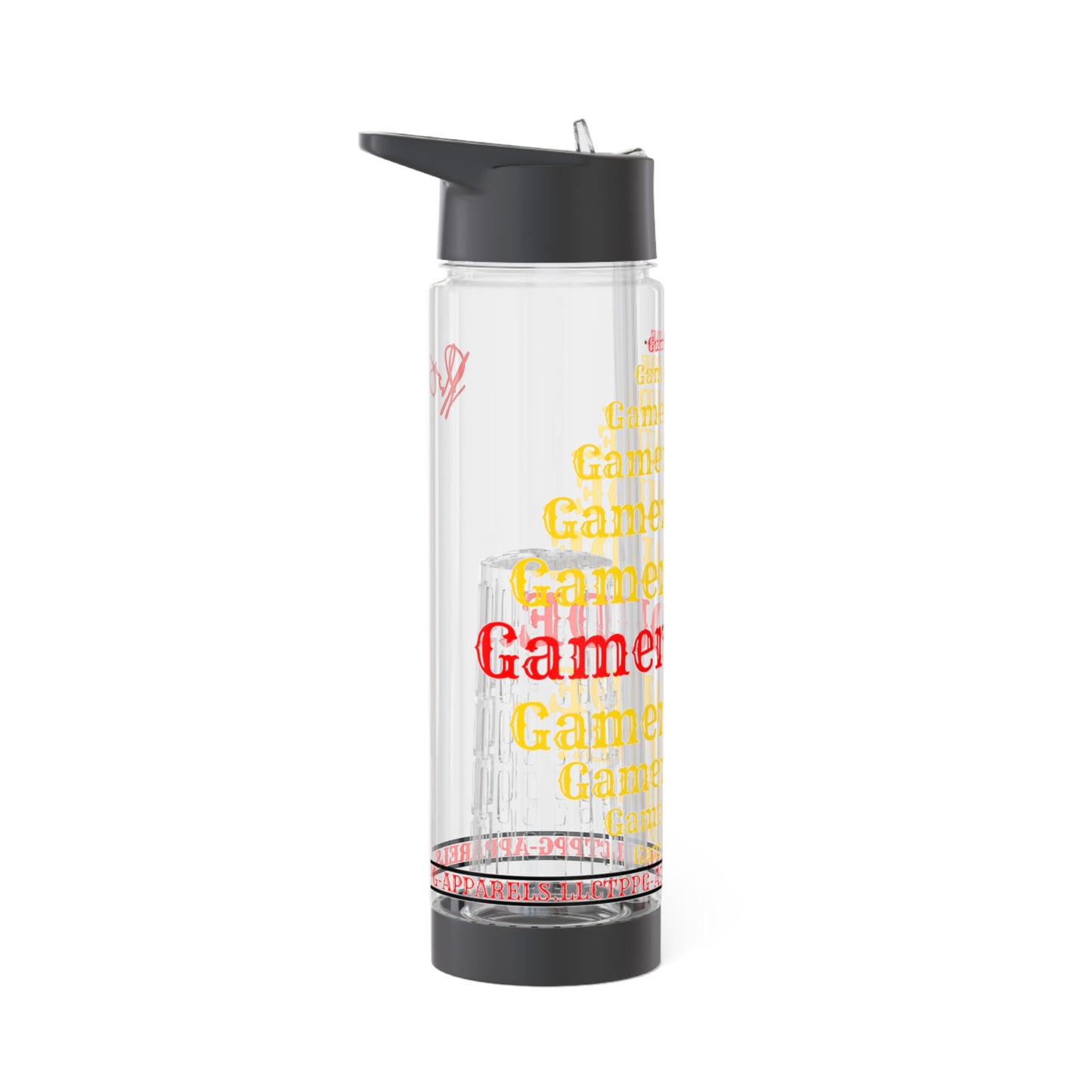 This awesomely cute clear 25oz ''TPPG Brand' Gamer Style Design.. INFUSER Water Bottle by the "TPPG-Apparels Brand" Collection