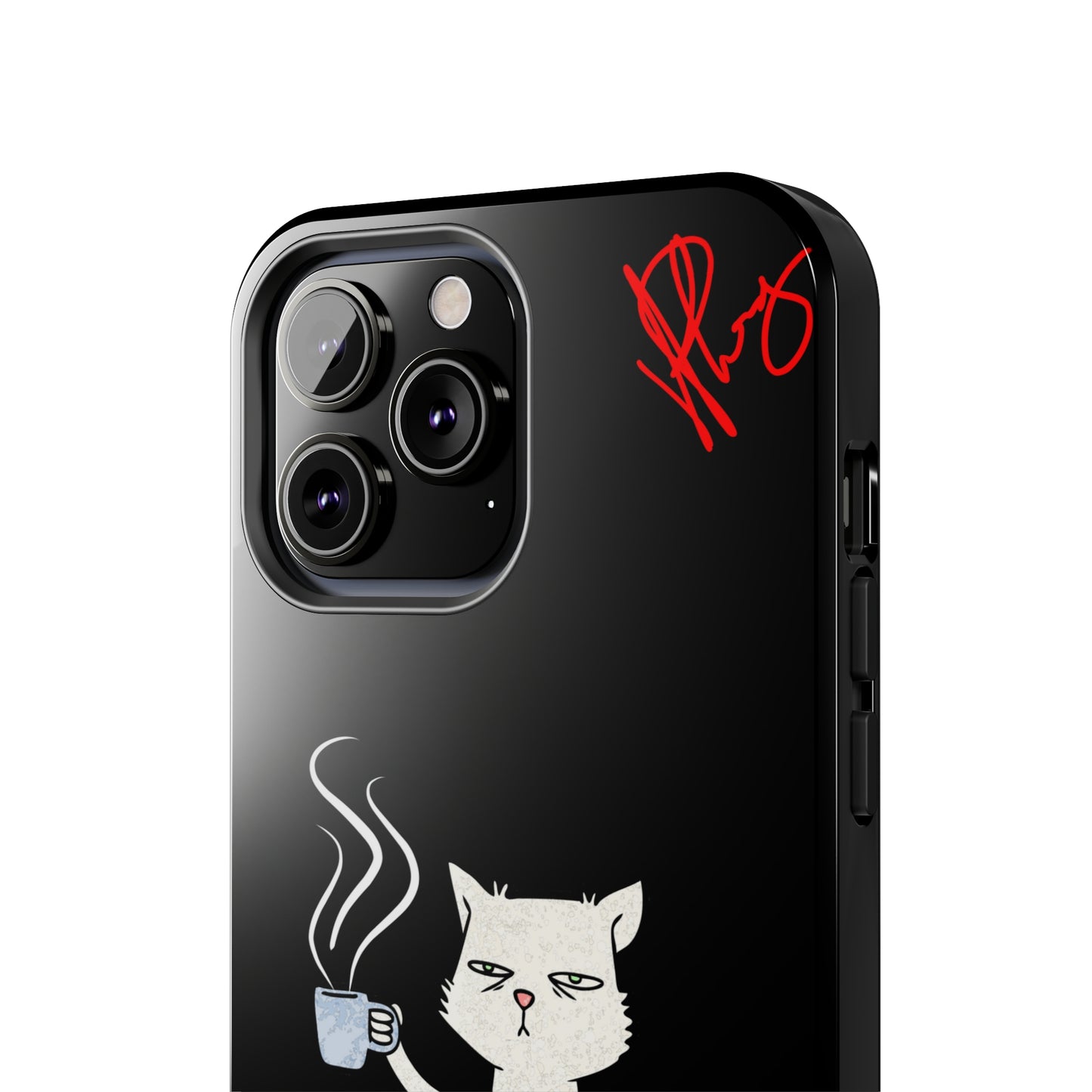 Another Cute "Coffee Cat" Pet Design (in a Simple but Bold Black & White Base Color) Verision from the 'TPPG Collection' Line carries Several sizes of the "iPhone Series" Tough Phone Cases