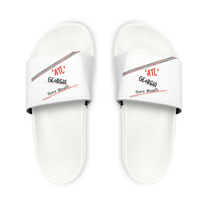 'TPPG-Apparels Brand' White "ATL Georgia" custom design for Men / Women's or Children Slide-On Sandals - 7ct  sizes