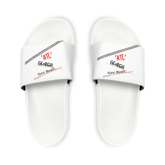 'TPPG-Apparels Brand' White "ATL Georgia" custom design for Men / Women's or Children Slide-On Sandals - 7ct  sizes