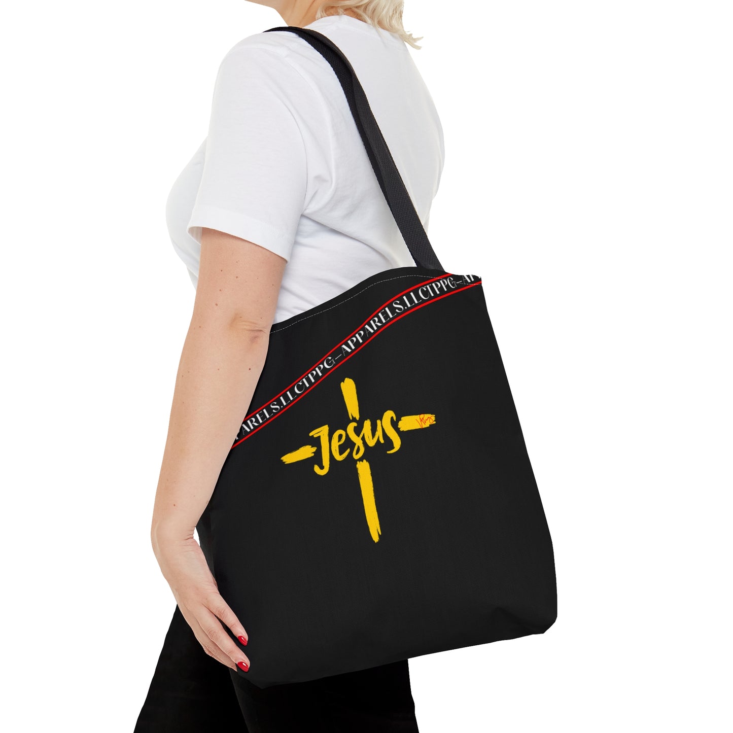 Black "Faith/Jesus" Shoulder Tote Bag