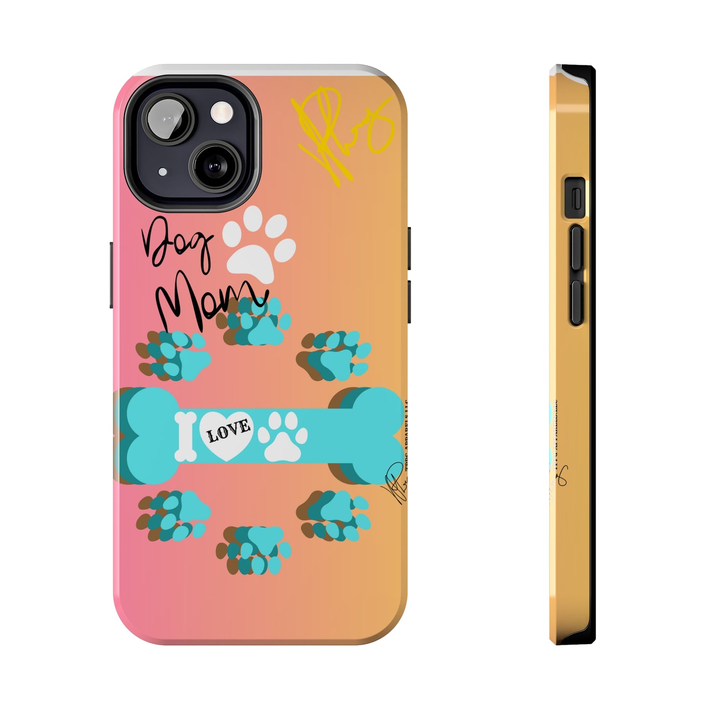 One of our Cutest "Dog Mom" Pet Designs (in a Multi-Colored Base Color) Verision from the 'TPPG Collection' Line carries Several sizes of the "iPhone Series" Tough Phone Cases