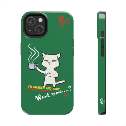 Lovely Forest Green Hue - Cutie "Coffee Cat" Pet Design Verision from the 'TPPG Collection' Line carries Several sizes of the "iPhone Series" Tough Phone Cases