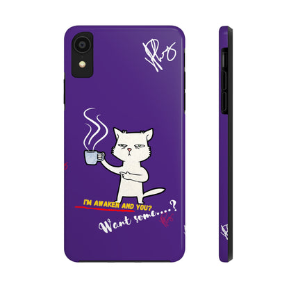 Lovely Bold Purple - Cutie "Coffee Cat" Pet Design Verision from the 'TPPG Collection' Line carries Several sizes of the "iPhone Series" Tough Phone Cases