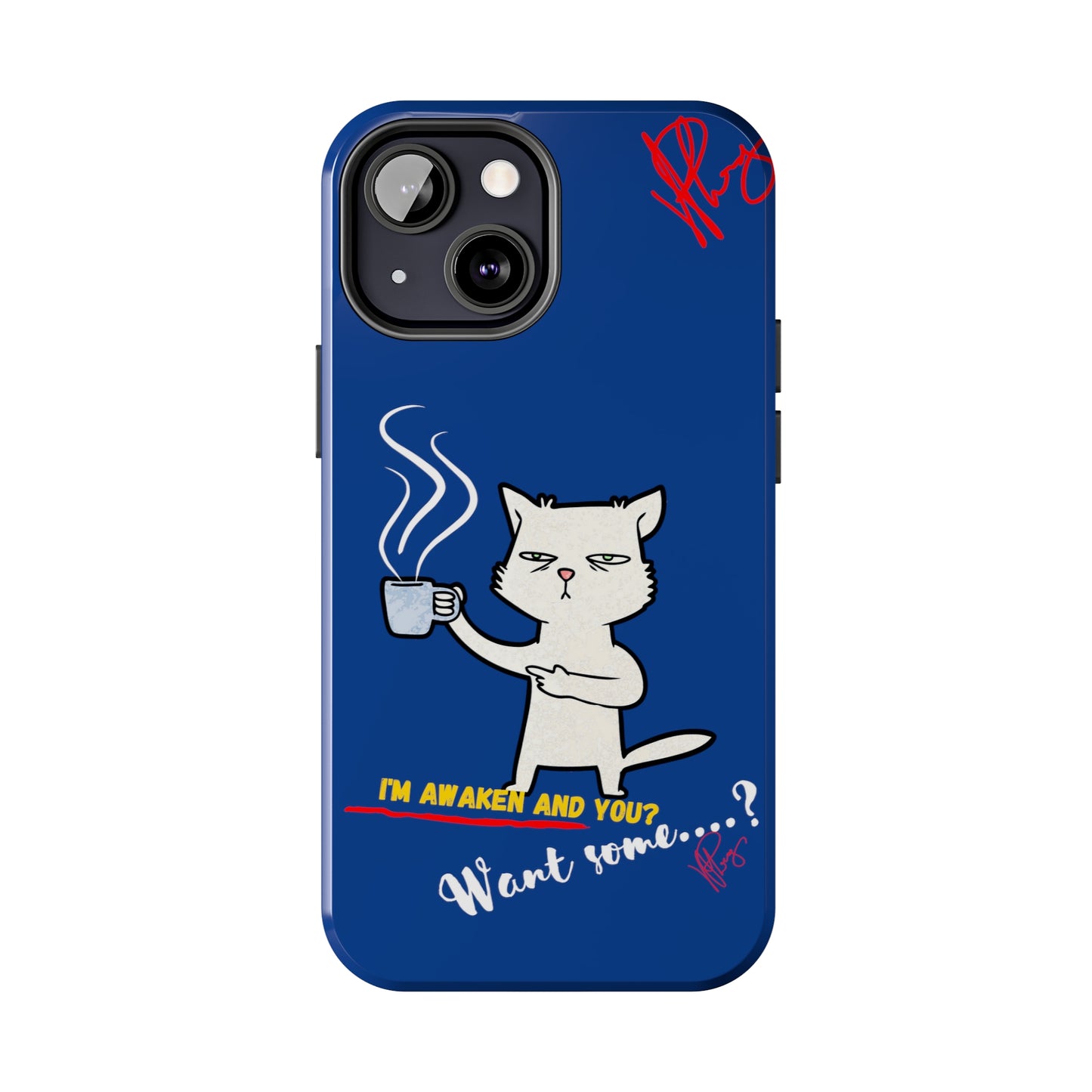 Another Cute "Coffee Cat" Pet Design (in a Simple but Kool Bold Blue & White Base Color) Verision from the 'TPPG Collection' Line carries Several sizes of the "iPhone Series" Tough Phone Cases