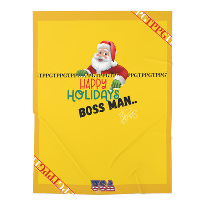 Holiday Santa's 30"x40" (Xmas  Yellow/USA) Infant/Baby Jersey 'Santa Christmas Holiday' Swaddle Blanket by: "TPPG Infant/Toddler" Collections