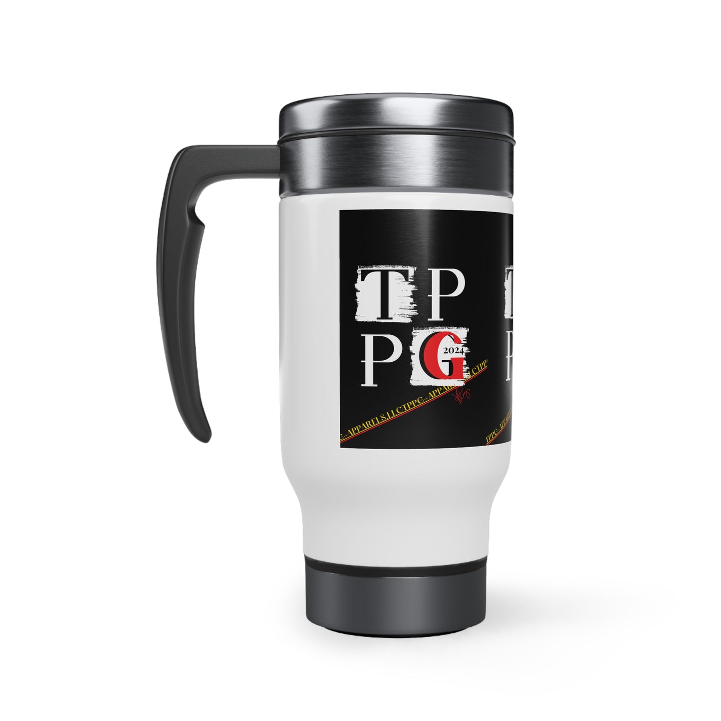 Stainless Steel 14oz Travel Mug with Handle - from the "TPPG" Merch Collection