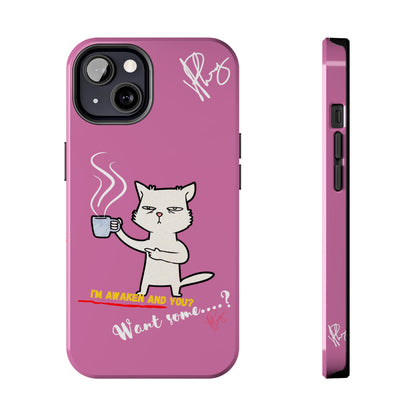 Cutie "Coffee Cat" Pet Design (in a Simple but Kool Tone Pink Base Color) Verision from the 'TPPG Collection' Line carries Several sizes of the "iPhone Series" Tough Phone Cases