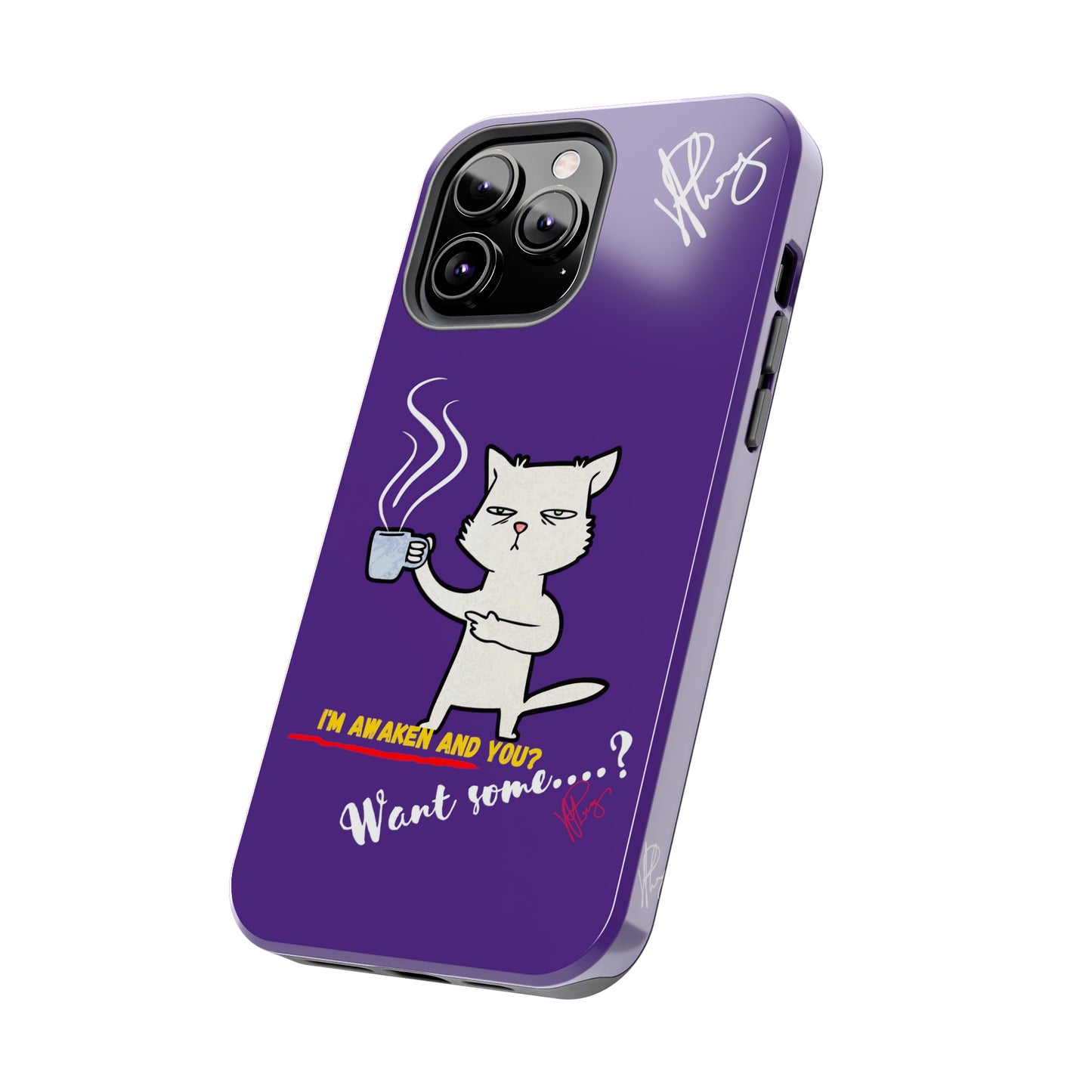 Lovely Bold Purple - Cutie "Coffee Cat" Pet Design Verision from the 'TPPG Collection' Line carries Several sizes of the "iPhone Series" Tough Phone Cases