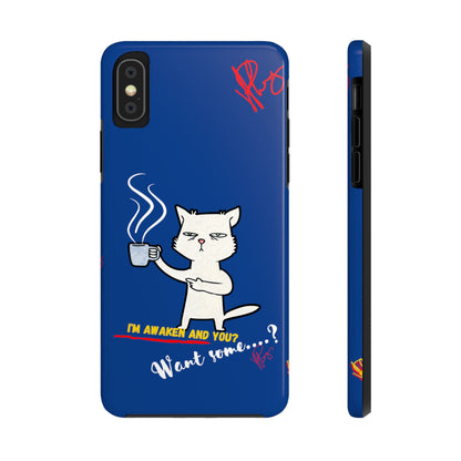 Another Cute "Coffee Cat" Pet Design (in a Simple but Kool Bold Blue & White Base Color) Verision from the 'TPPG Collection' Line carries Several sizes of the "iPhone Series" Tough Phone Cases