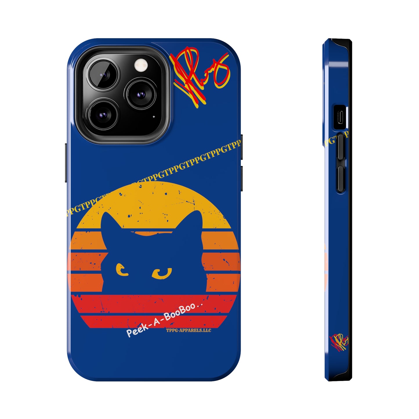 Custom Cat Design Phone Cases "Peek-A-BOOO.." (Black Multi-Colored)