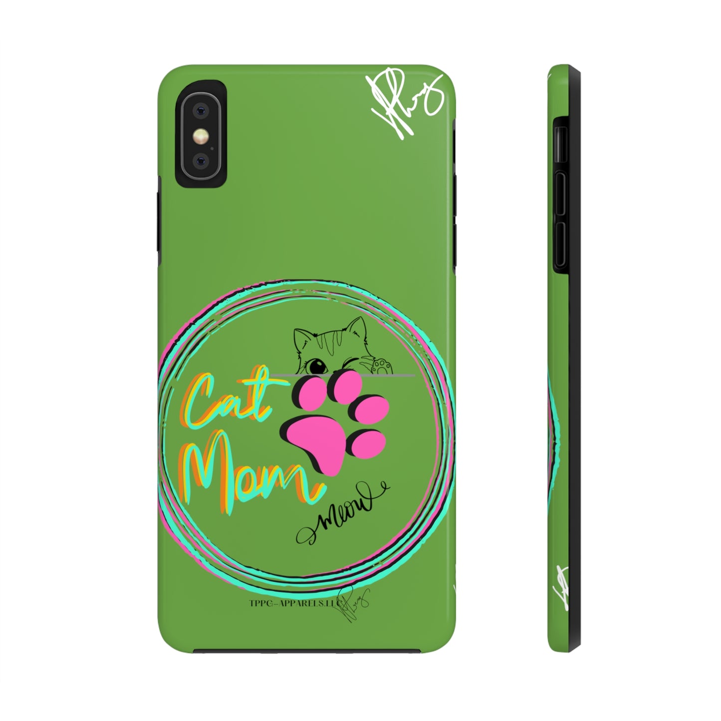 Guys here's another one of our Cutest "Cat Mom" Pet Designs (in a Light Green Base Color) Verision from the 'TPPG Collection' Line carries Several sizes of the "iPhone Series" Tough Phone Cases